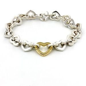 Tiffany & Co. Heart Link Bracelet in 925 Sterling Silver and 18k Gold, 7.75"
