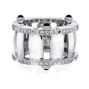Patek Philippe Twenty 4 Diamond and Sapphire Band 18k White Gold Ring Size 5.5