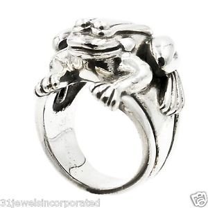 Rare Barry Kieselstein-Cord Frog Ring in 925 Sterling Silver Size 7