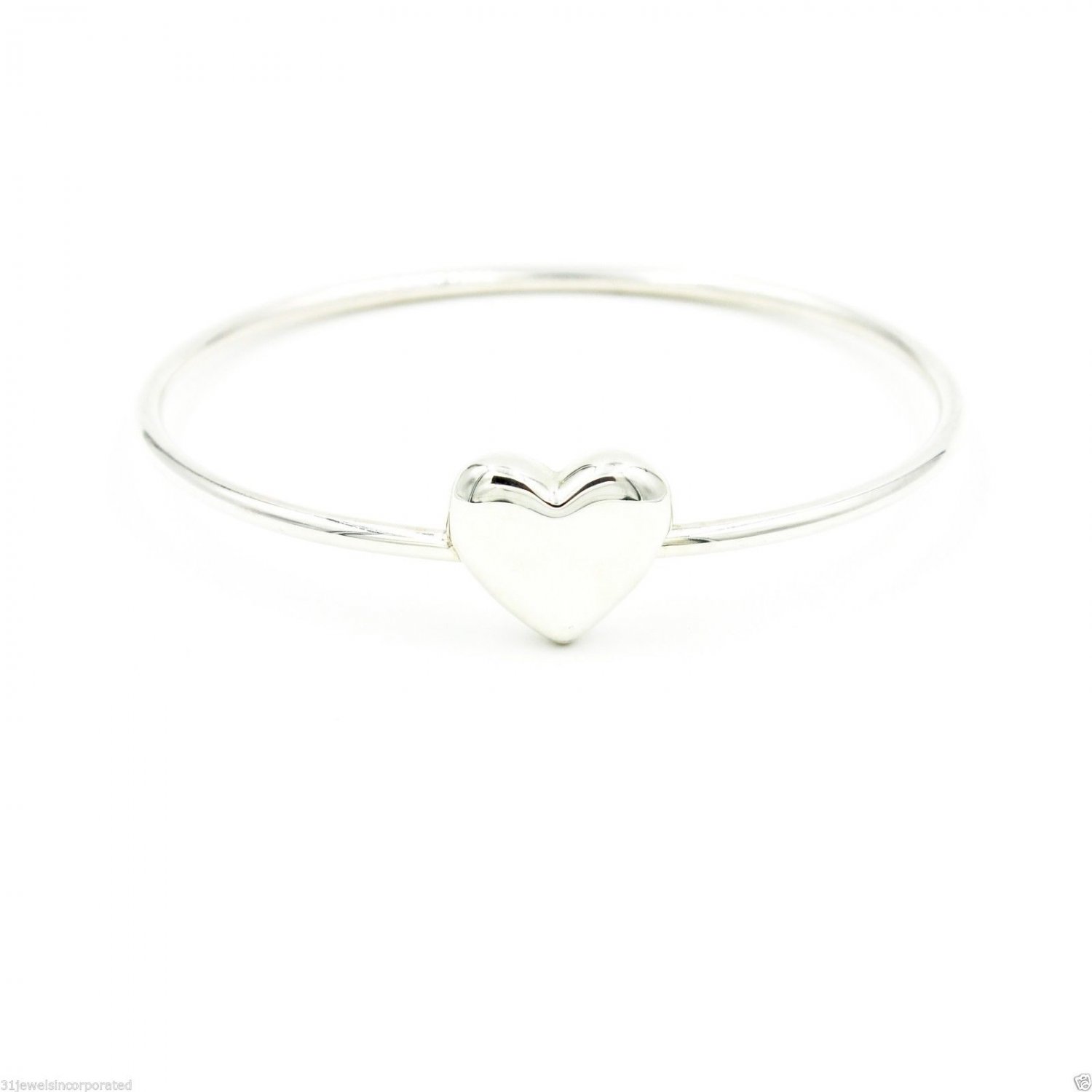 Tiffany & Co. Heart Wire Bangle Bracelet in 925 Sterling Silver, Length 7"