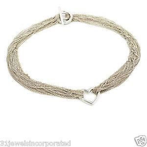Tiffany & Co. Multi Strand Heart Necklace in 925 Sterling Silver, 18"