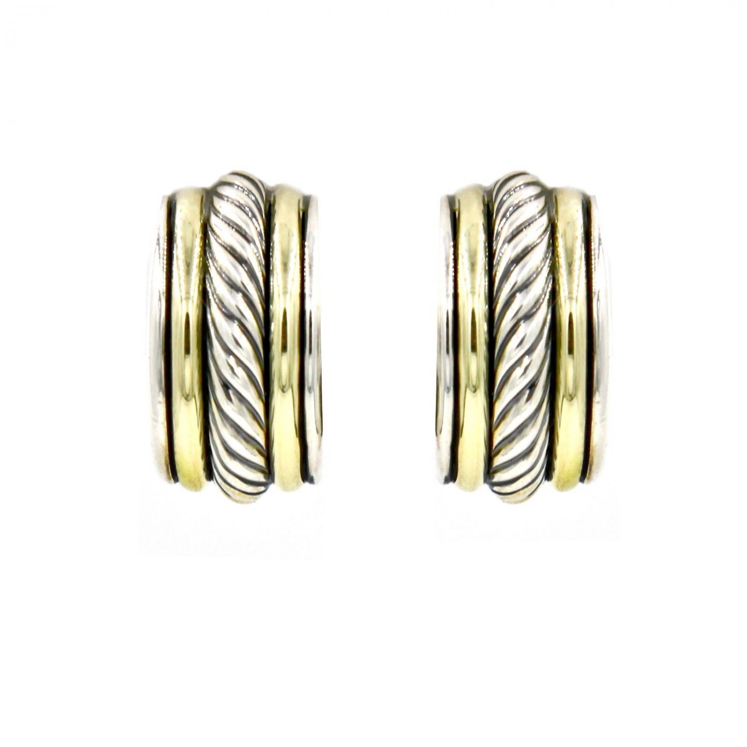 David Yurman 19mm Cable Classics Small Hoop Earrings Sterling Silver & 14k Gold