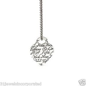 Tiffany & Co. Notes Heart Pendant on 16" Tiffany Chain in 925 Sterling Silver