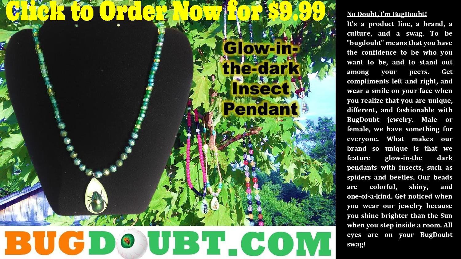 Green Pea w/ Multi-Color Beetle Pendant