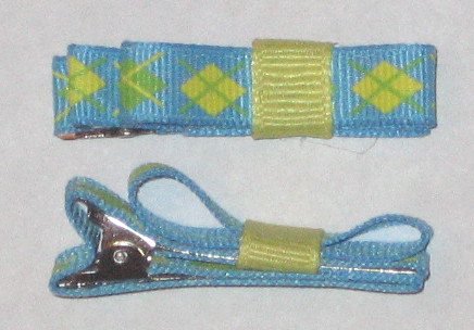Set of 2 Blue/Yellow/Green Hairl Clips