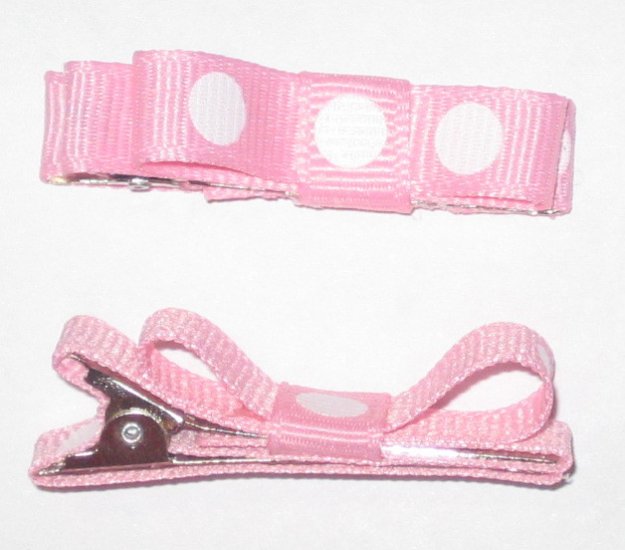 Set of 2 Pink with White Polka Dots Hair Clips