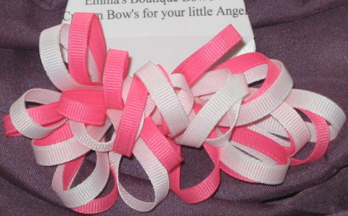 Pink and White Loopy Bow