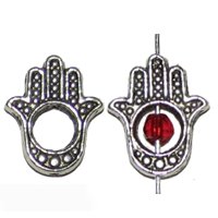 6 Antique Silver Hamsa Beads