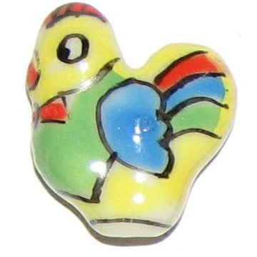3 Ceramic Rooster Beads - Roosters