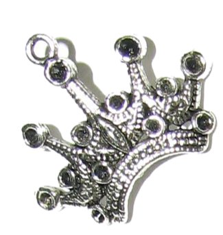 4 Antique Silver Ornate Crown Charms - Crowns