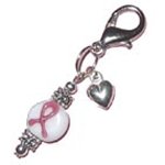 Handmade Breast Cancer Awarness Ceramic Zipper Pull