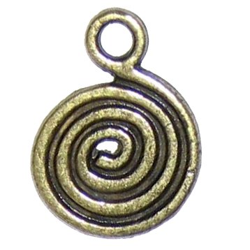 6 Antique Bronze Single Swirl Charms