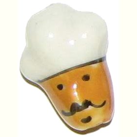3 Ceramic Chef Head Beads - Chefs