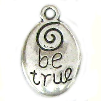 6 Silver Metal "Be True" Charms