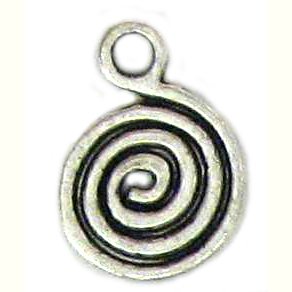 6 Antique Silver Single Swirl Charms