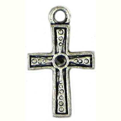6 Antique Silver Cross Charms - Crosses