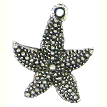 6 Antique Silver Starfish Charms #2