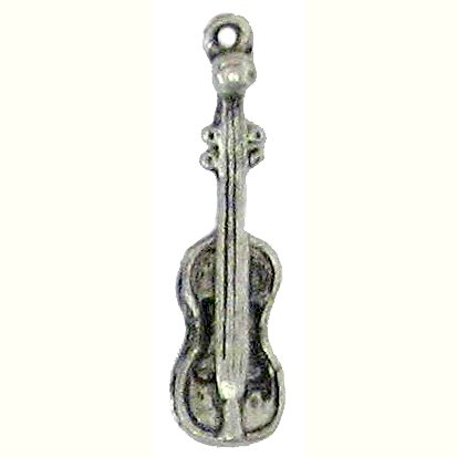 6 Antique Silver Violin Charms