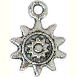 6 Antique Silver Ornate Sun Charms