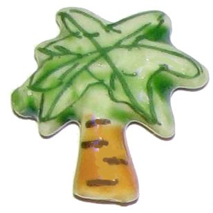 3 Ceramic Palm Tree Beads - Trees