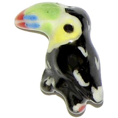 3 Ceramic Toucan Beads - Toucans