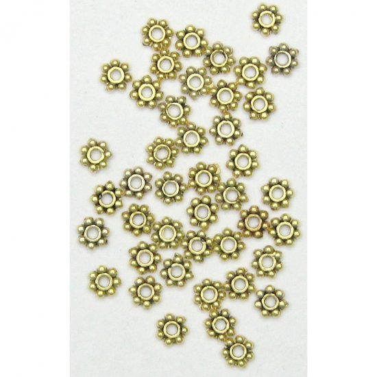 100 4mm Antique Gold Daisy Spacer Beads