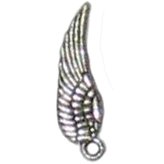 6 Antique Silver Small Wing Charms - Wings