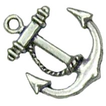 6 Antique Silver Anchor Charms
