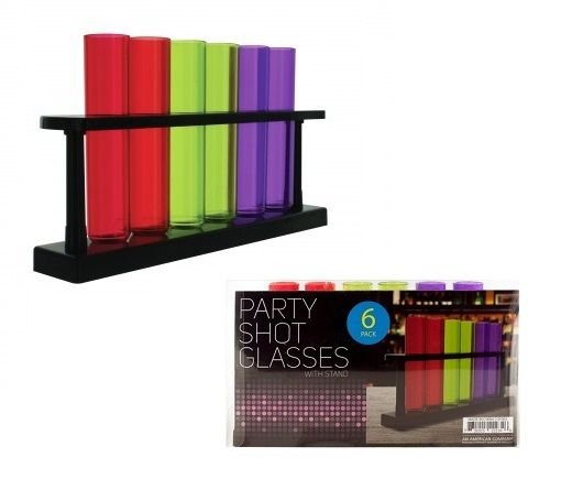 6 Test Tube Party Shot Glasses With Stand