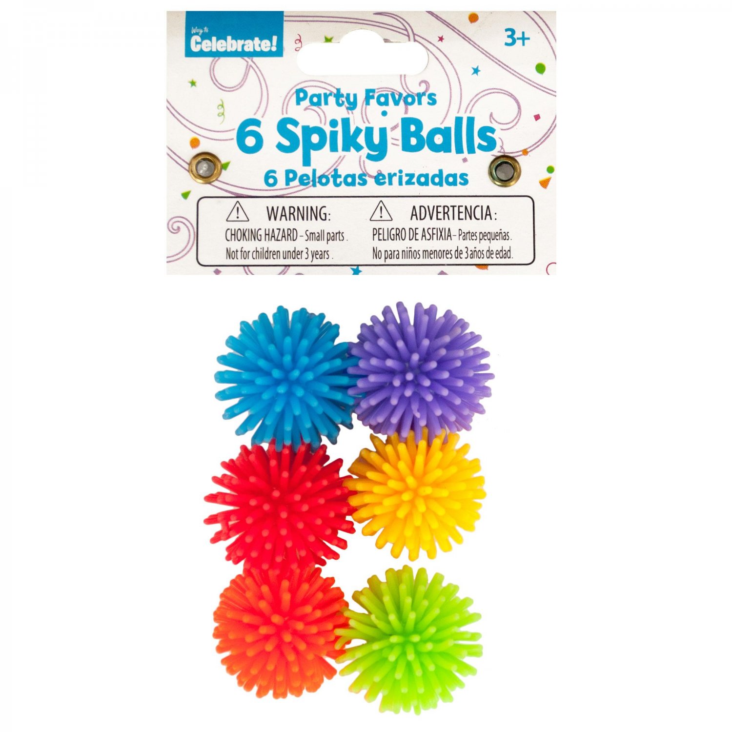 6 Colorful Spiky Bouncy Balls Children's Toy Party Favors Novelty