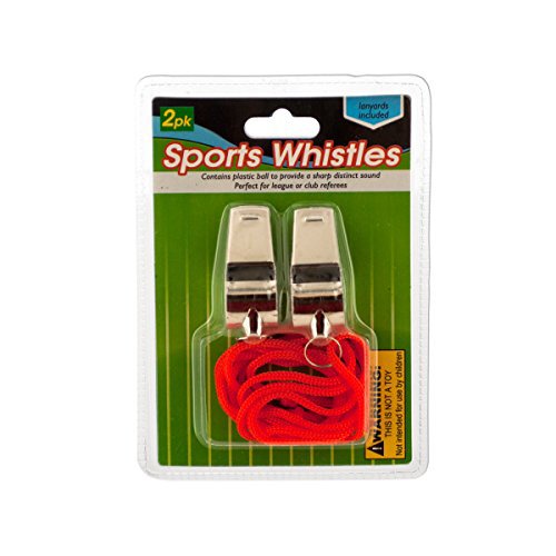 Two Metal Sports Whistles With Lanyards - Referee, Emergency, and Survival