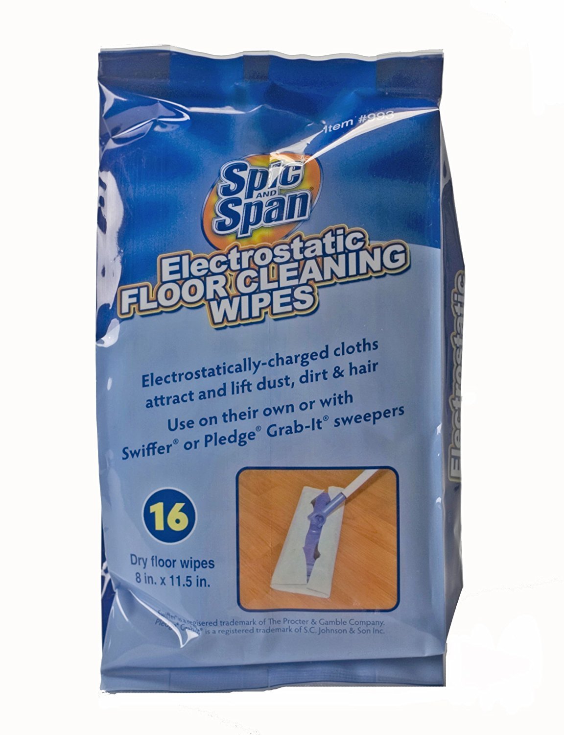 Spic & Span Kleen Maid Electrostatic Dry Floor Wipes, (Pack of 16)