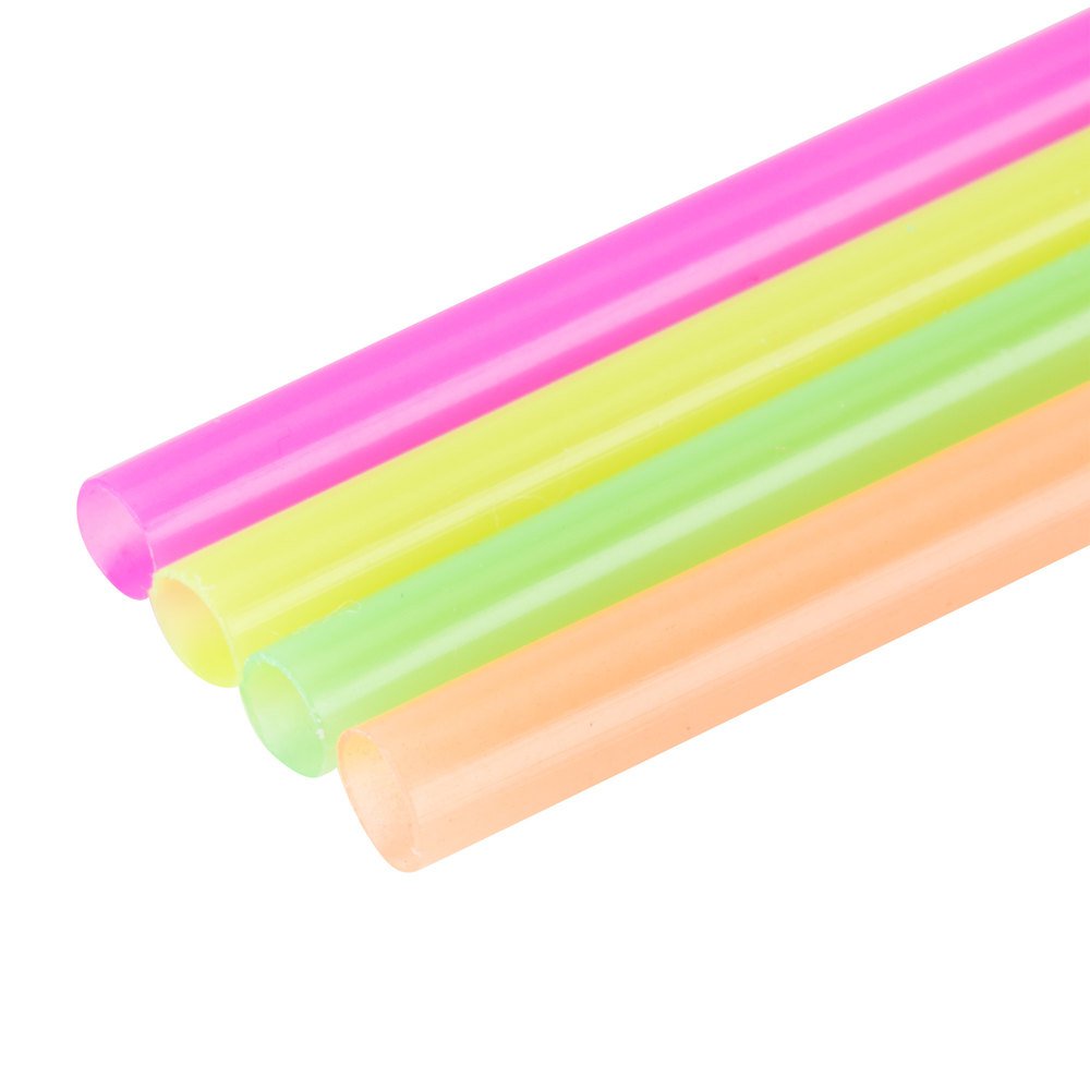 500 7.5" Neon Unwrapped Coffee Cocktail Beverage Drink Stirrers / Sip Straws
