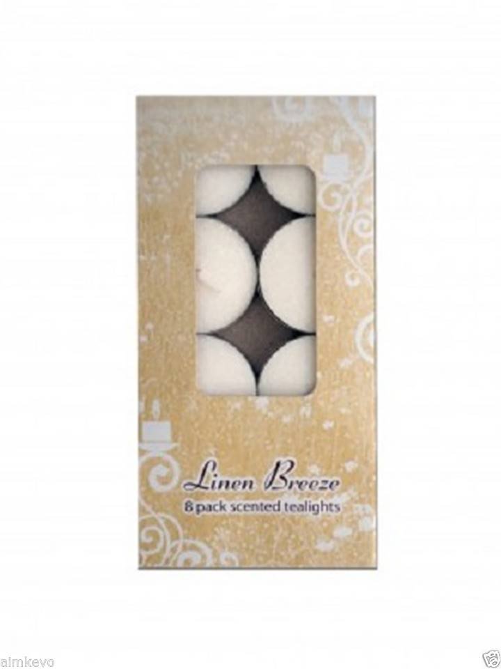 8-Pack Linen Breeze Scented Tea Lights Candles