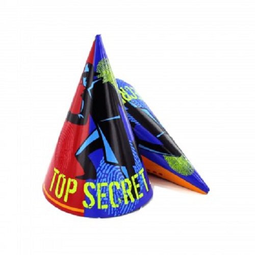 Set of 8 Top Secret Agent Theme Party Hats