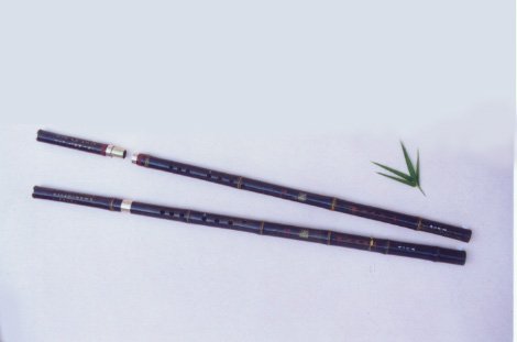 JY-203-Precise Professional Black Bamboo Vertical Flute W/T Single Copper Joint