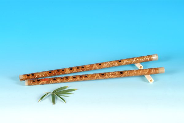YJ-408-Bamboo Flute Engraved W/T Dragon & Phoenix