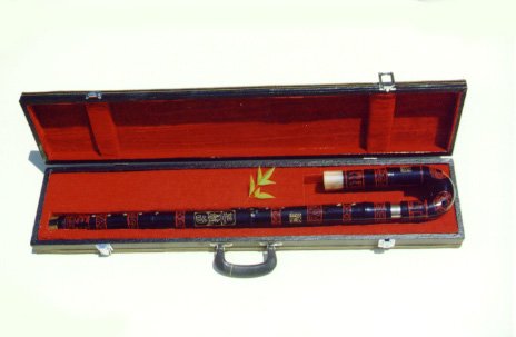 JY-412-Big Bass Bent Black Bamboo Flute W/T Single Copper Joint