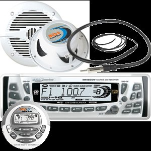 NEW BOSS MARINE MCK2606W WHITE AM/FM/CD BUNDLE W/REMOTE