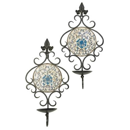 Blue and White Mosaic Wall Sconce