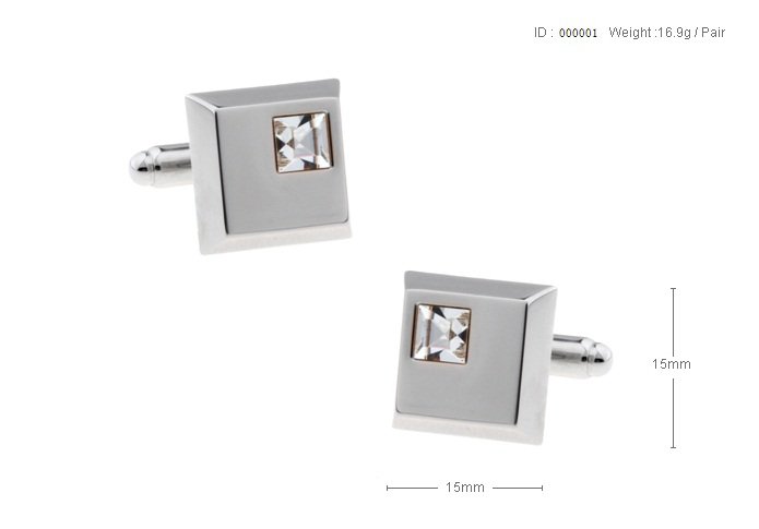 Free shipping to US The Square Small and Thick White Crystal Cufflinks for mens