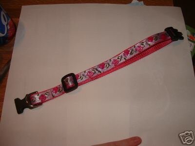 Pink Flowers-Dog Collar M-L Size