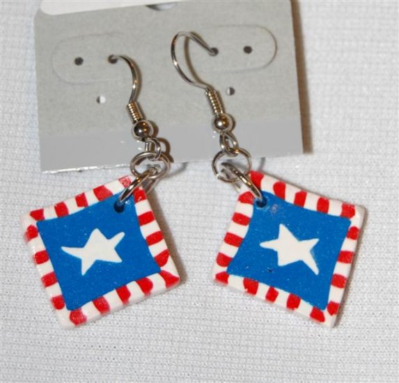 Handmade Polymer Clay American Flag Earrings - set 9