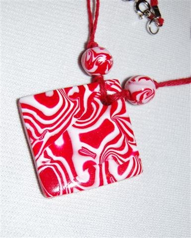 Handmade Polymer Clay Necklace with matching Earrings - set 19