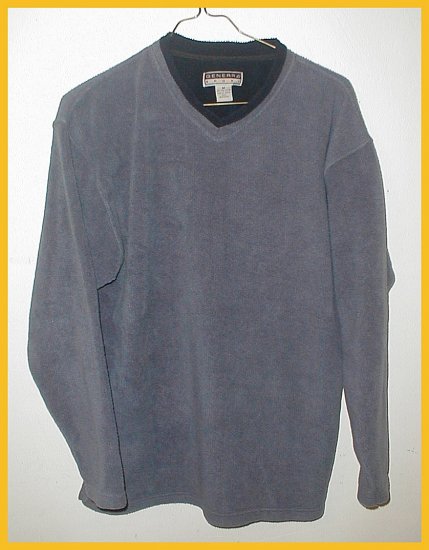 Men's Fleece Pullover, Gray/Blue size M, Generra Sport