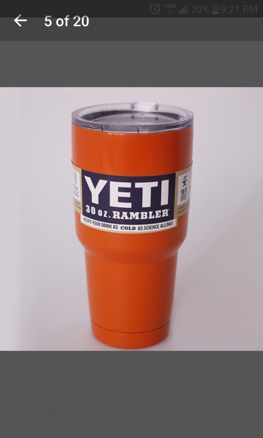 30 ounce Yeti tumbler orange