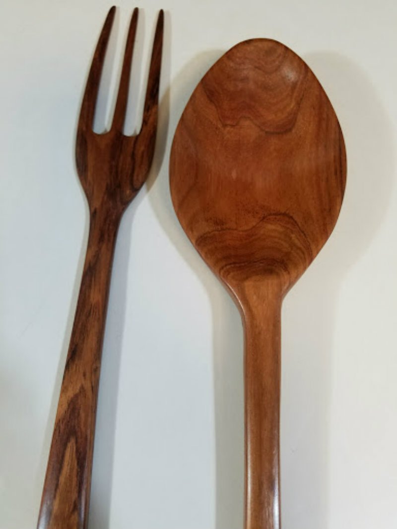 Mahogany Wooden Spoon and Fork Set