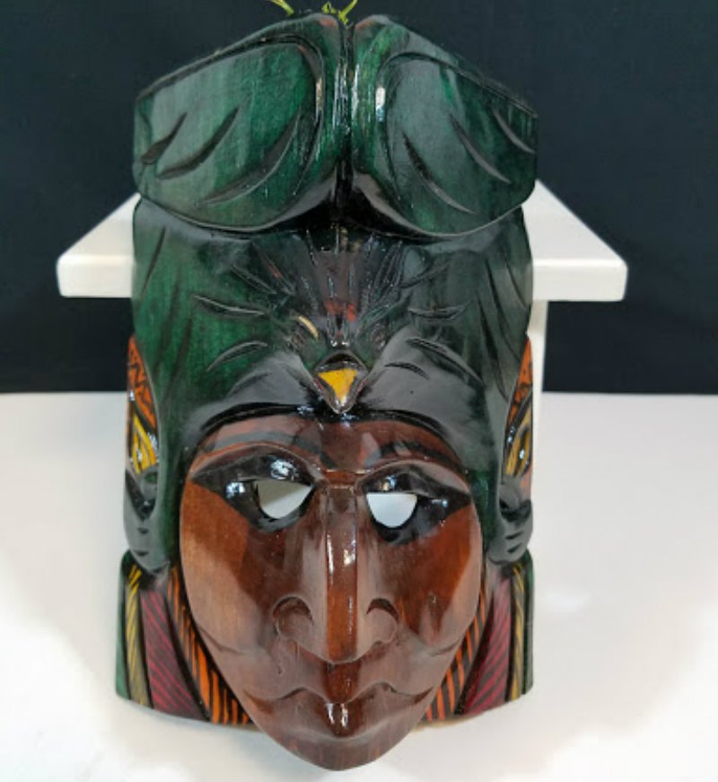 Hand Carved Wooden Mask Mayan Culture Collector Piece CM4