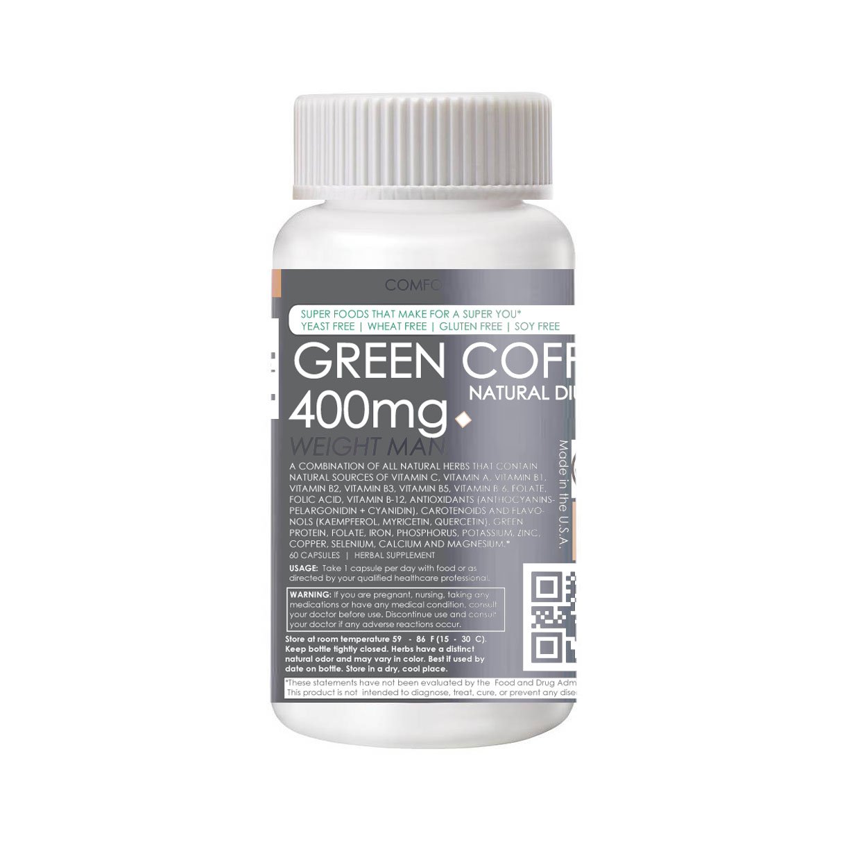 Green Coffee Diuretic Supplements (Water Weight Reduction) GMO-FREE