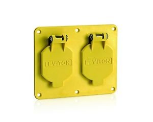Leviton 3263W-Y 2-Gang, 1.56-Inch Diameter, Single Receptacle Coverplate, Yellow